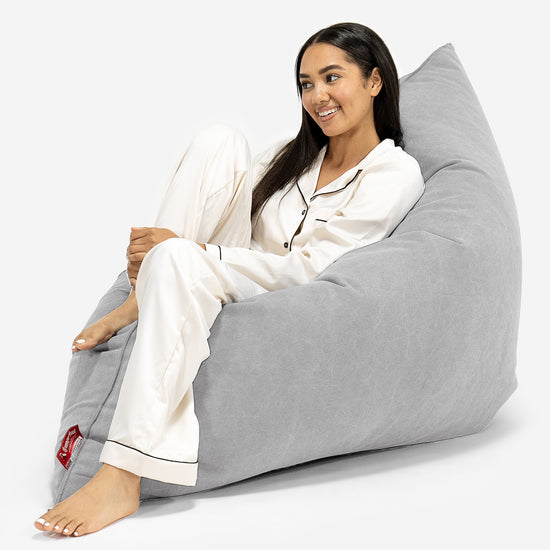 Cuscino Pouf Sacco XL - Denim Effetto Consumato Grigio 04