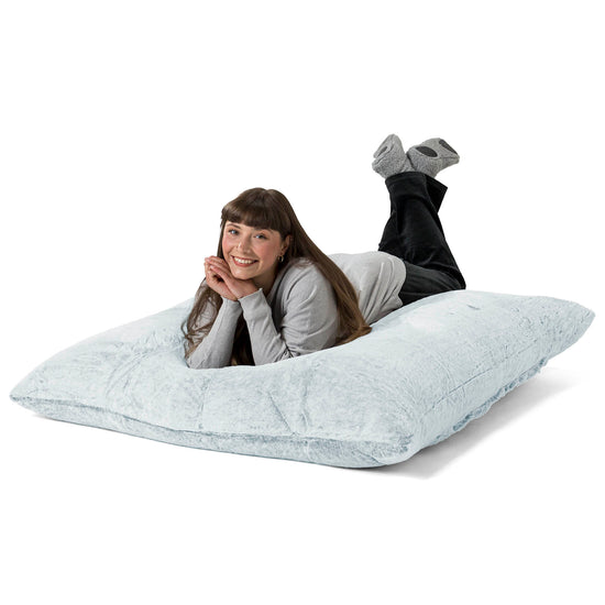 Cuscino Pouf Sacco XL - Eco-pelliccia di Coniglio Azzurro Polvere 03