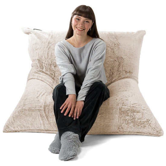 Cuscino Pouf Sacco XL - Eco-pelliccia di Coniglio Marrone dorato 01