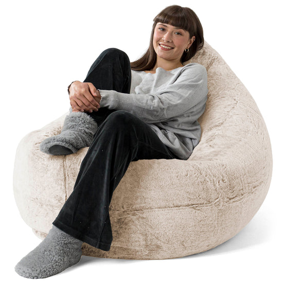 Cuscino Pouf Sacco XL - Eco-pelliccia di Coniglio Marrone dorato 02