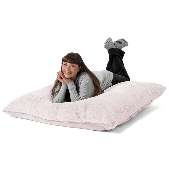 Cuscino Pouf Sacco XL - Eco-pelliccia di Coniglio Rosa Antico 03
