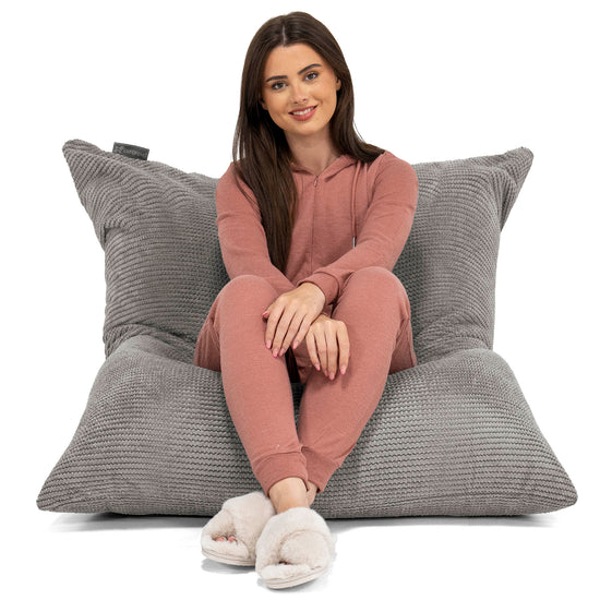 Cuscino Pouf Sacco XL - Pompon Carbone Grigio 02