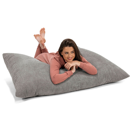 Cuscino Pouf Sacco XL - Pompon Carbone Grigio 03
