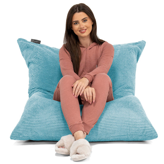 Cuscino Pouf Sacco XL - Pompon Egeo Blu 02