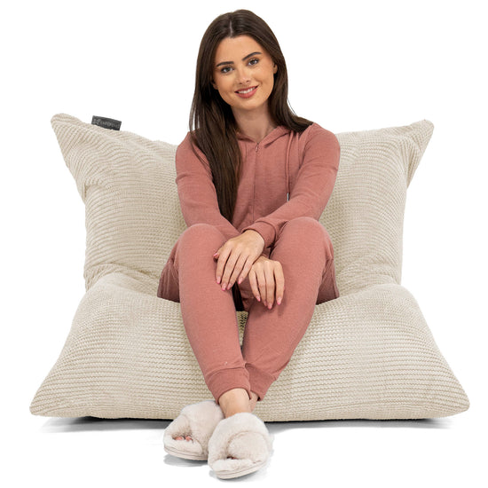 Cuscino Pouf Sacco XL - Pompon Panna 02