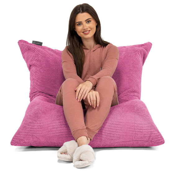 Cuscino Pouf Sacco XL - Pompon Rosa 02