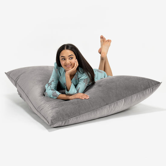 Cuscino Pouf Sacco XL - Velluto Argento 03