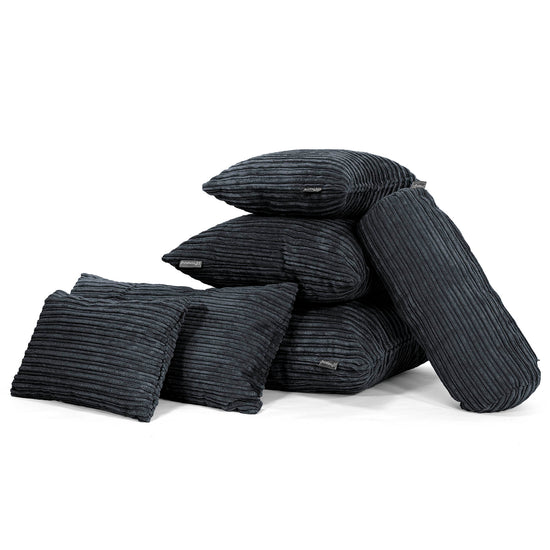Cuscino Rettangolare 35 x 50cm - Velluto a Coste Nero 04