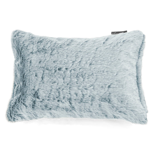 Cuscino Rettangolare 35 x 50cm - Eco-pelliccia di Coniglio Azzurro Polvere 01