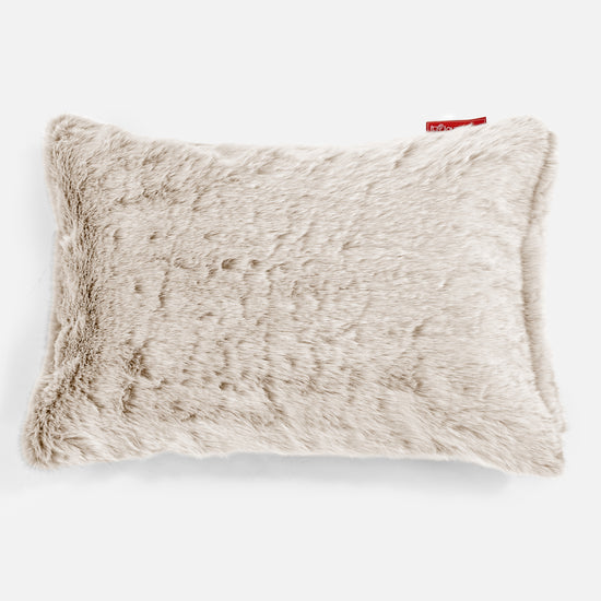Cuscino Rettangolare 35 x 50cm - Eco-pelliccia di Coniglio Bianco 01