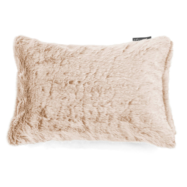 Cuscino Rettangolare 35 x 50cm - Eco-pelliccia di Coniglio Bianco 01