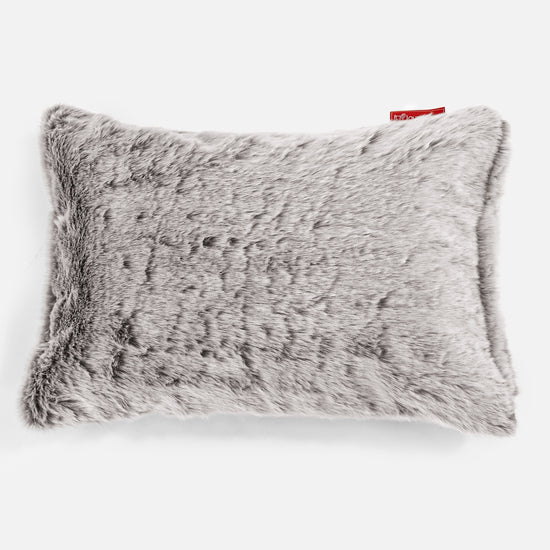 Cuscino Rettangolare 35 x 50cm - Eco-pelliccia di Coniglio Grigio Chiaro 01