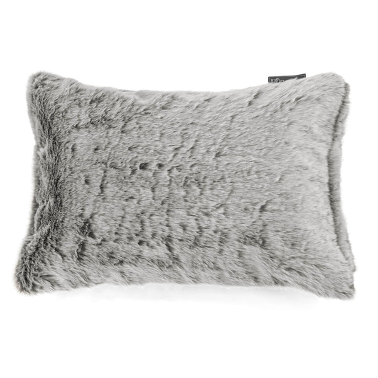 Cuscino Rettangolare 35 x 50cm - Eco-pelliccia di Coniglio Grigio Chiaro 01