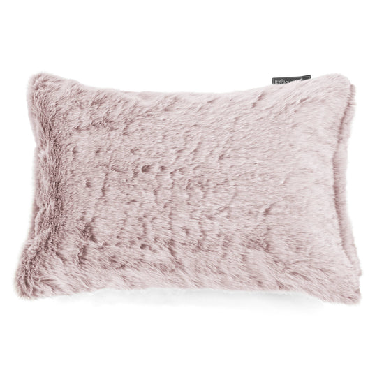 Cuscino Rettangolare 35 x 50cm - Eco-pelliccia di Coniglio Rosa Antico 01