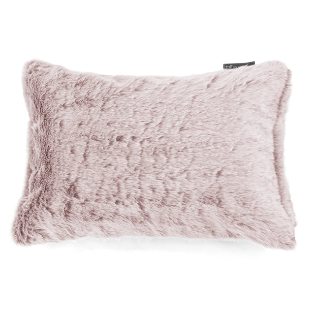 Cuscino Rettangolare 35 x 50cm - Eco-pelliccia di Coniglio Rosa Antico 01
