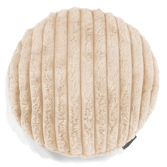 Fodera per Cuscino Rotondo 50cm - Velluto Felpato Ultra Morbido Panna 01