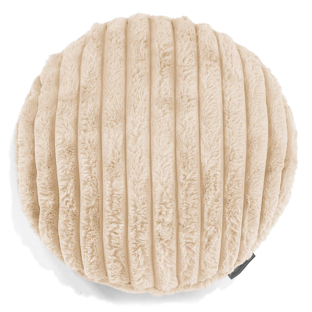 Fodera per Cuscino Rotondo 50cm - Velluto Felpato Ultra Morbido Panna 01