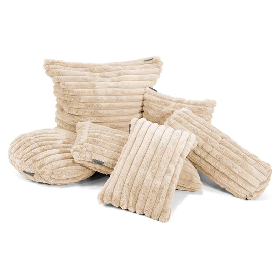 Fodera per Cuscino Rotondo 50cm - Velluto Felpato Ultra Morbido Panna 02