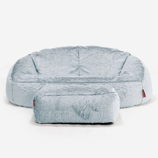 Divano a Sacco Bubble - Eco-pelliccia di Coniglio Azzurro Polver 02