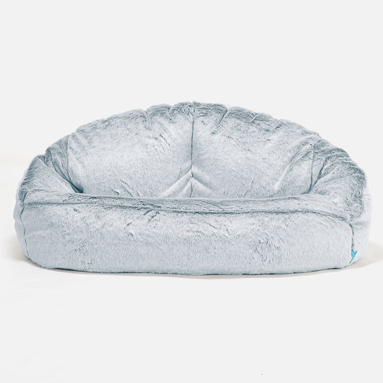 Divano a Sacco per Bambini Bubble - Eco-pelliccia di Coniglio Azzurro Polver 01