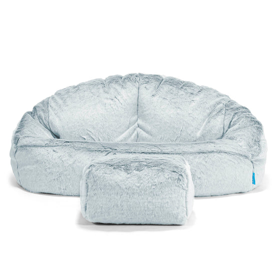 Divano a Sacco per Bambini Bubble - Eco-pelliccia di Coniglio Azzurro Polver 02