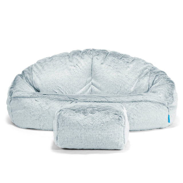 Divano a Sacco per Bambini Bubble - Eco-pelliccia di Coniglio Azzurro Polver 02