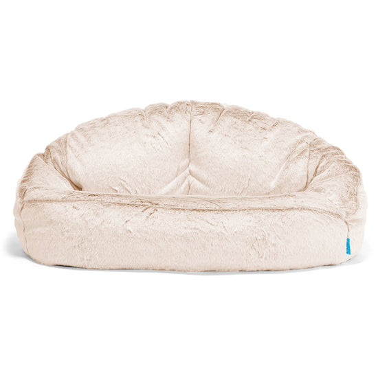 Divano a Sacco per Bambini Bubble - Eco-pelliccia di Coniglio Bianco 01