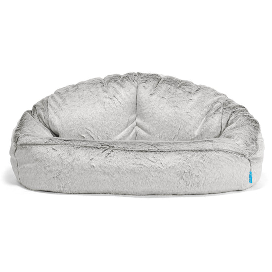 Divano a Sacco per Bambini Bubble - Eco-pelliccia di Coniglio Grigio Chiaro 01