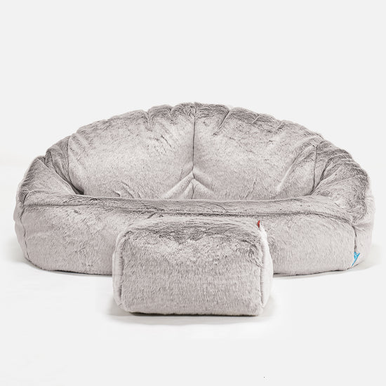Divano a Sacco per Bambini Bubble - Eco-pelliccia di Coniglio Grigio Chiaro 02