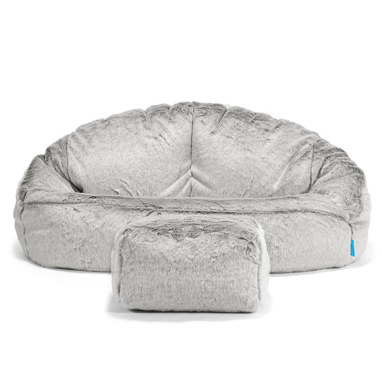 Divano a Sacco per Bambini Bubble - Eco-pelliccia di Coniglio Grigio Chiaro 02