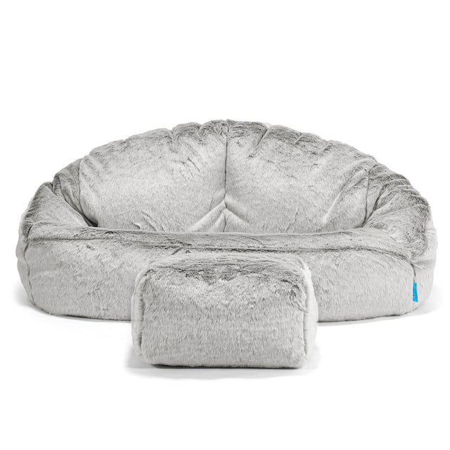 Divano a Sacco per Bambini Bubble - Eco-pelliccia di Coniglio Grigio Chiaro 02