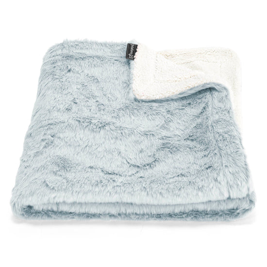 Plaid / Coperta Sherpa - Eco-pelliccia di Coniglio Azzurro Polvere 01