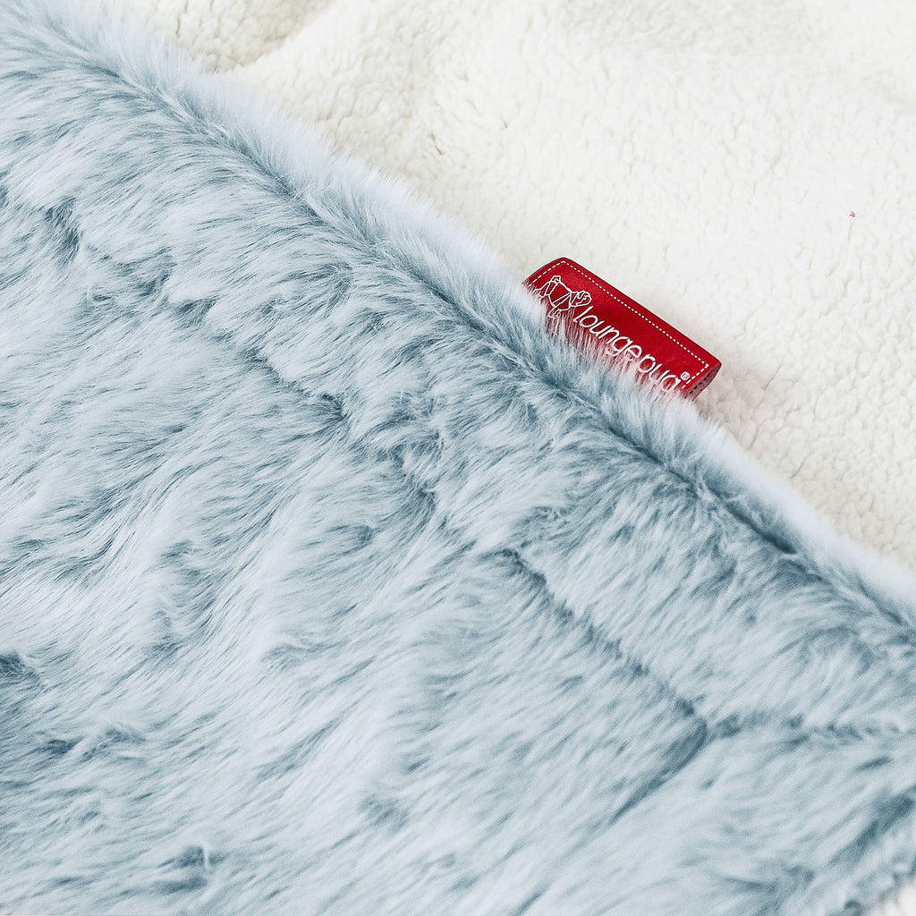 Plaid / Coperta Sherpa - Eco-pelliccia di Coniglio Azzurro Polvere 02