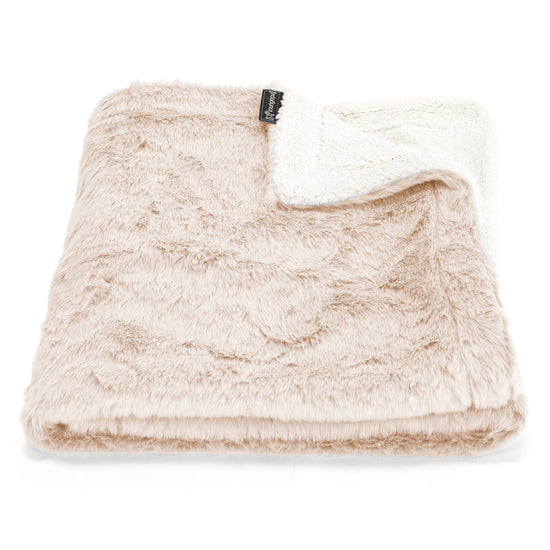 Plaid / Coperta Sherpa - Eco-pelliccia di Coniglio Bianco 01