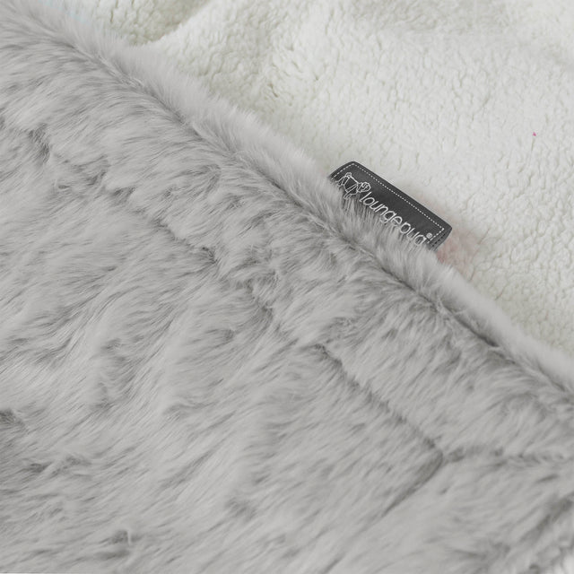 Plaid / Coperta Sherpa - Eco-pelliccia di Coniglio Grigio Chiaro 02