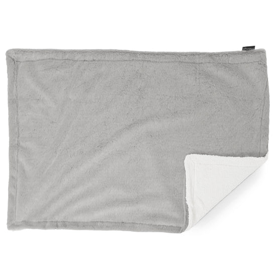 Plaid / Coperta Sherpa - Eco-pelliccia di Coniglio Grigio Chiaro 03