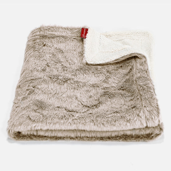 Plaid / Coperta Sherpa - Eco-pelliccia di Coniglio Marrone dorato 01