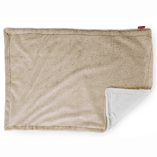 Plaid / Coperta Sherpa - Eco-pelliccia di Coniglio Marrone dorato 03