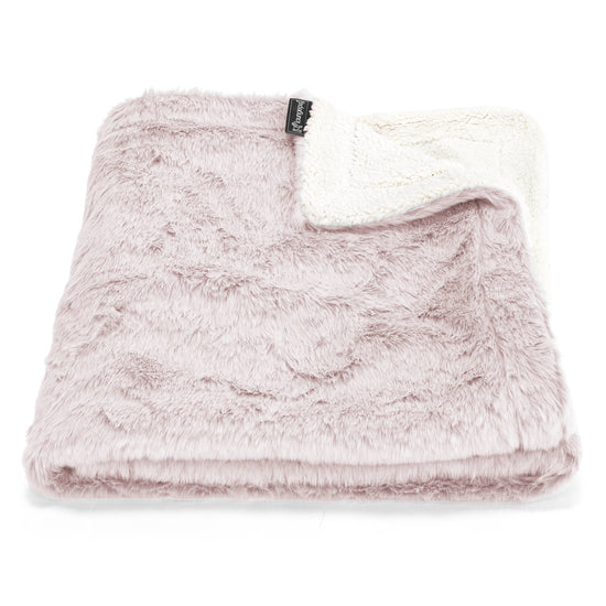 Plaid / Coperta Sherpa - Eco-pelliccia di Coniglio Rosa Antico 01