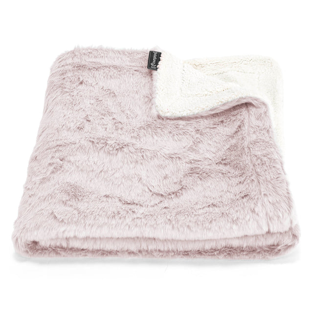 Plaid / Coperta Sherpa - Eco-pelliccia di Coniglio Rosa Antico 01