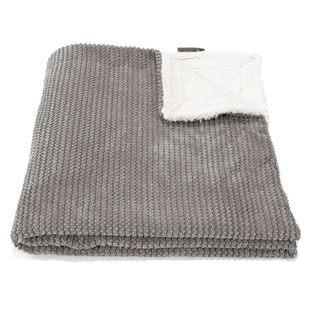 Plaid / Coperta Sherpa - Pompon Carbone Grigio 01