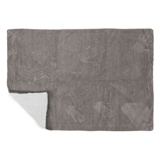 Plaid / Coperta Sherpa - Velluto a Coste Effetto Waffle Carbone Grigio 03
