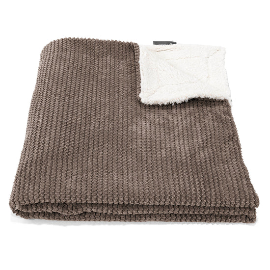 Plaid / Coperta Sherpa - Pompon Cioccolato 01