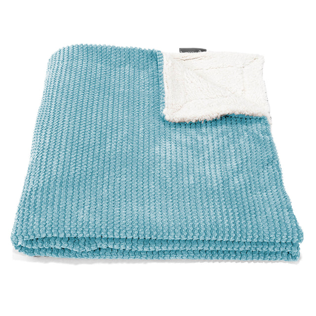 Plaid / Coperta Sherpa - Pompon Egeo Blu 01