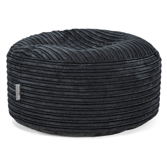 Poggiapiedi Rotondo Grande - Velluto a Coste Nero 01