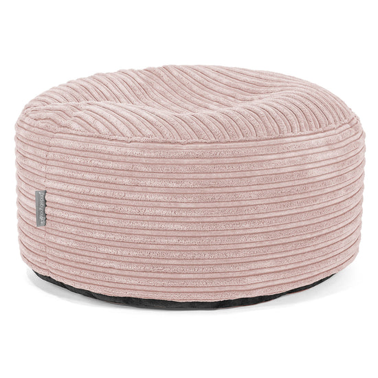 Poggiapiedi Rotondo Grande - Velluto a Coste Rosa Cipria 01