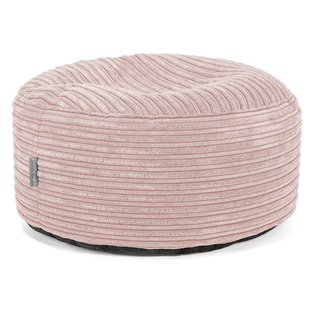 Poggiapiedi Rotondo Grande - Velluto a Coste Rosa Cipria 01