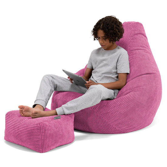 Poltrona a Sacco da Gioco per Bambini 6-14 anni - Pompon Rosa 01
