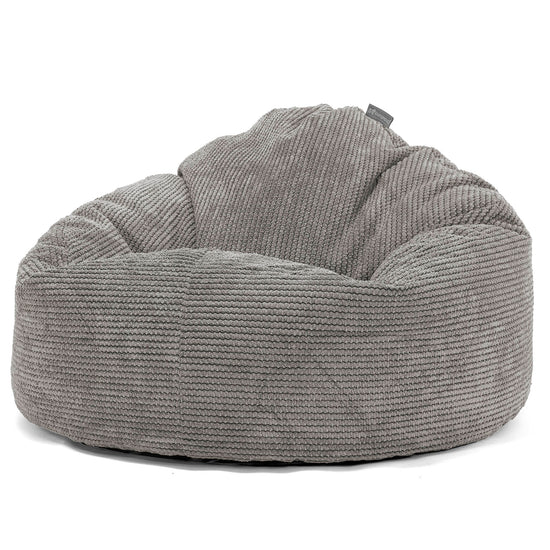 Poltrona a Sacco Gigante Giant per Bambini 3-8 anni - Velluto a Coste Effetto Waffle Carbone Grigio 02