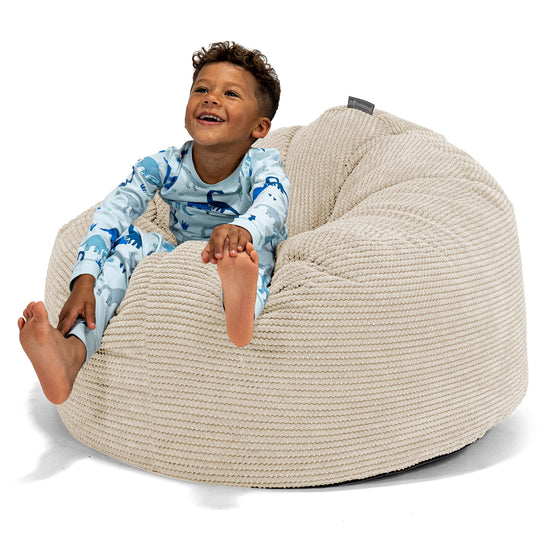 Poltrona a Sacco Gigante Giant per Bambini 3-8 anni - Pompon Panna 01